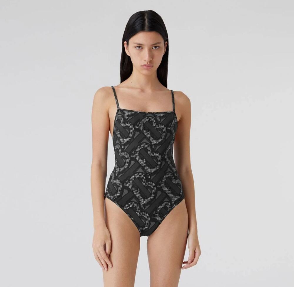 Burberry monogram print swimsuit in black
